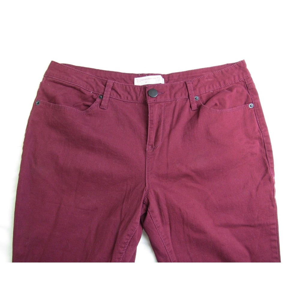 No Boundaries Jeans Straight Burgundy Maroon Red Juniors Size 17 - Picture 3 of 7